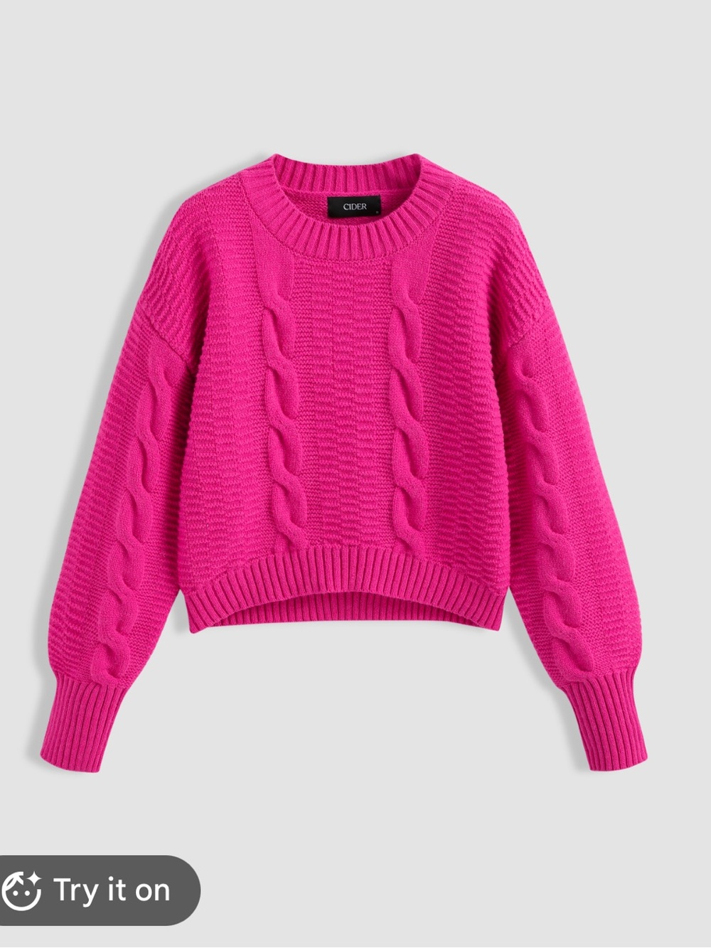 Cider Cable Knit Crop Sweater - Hot Pink